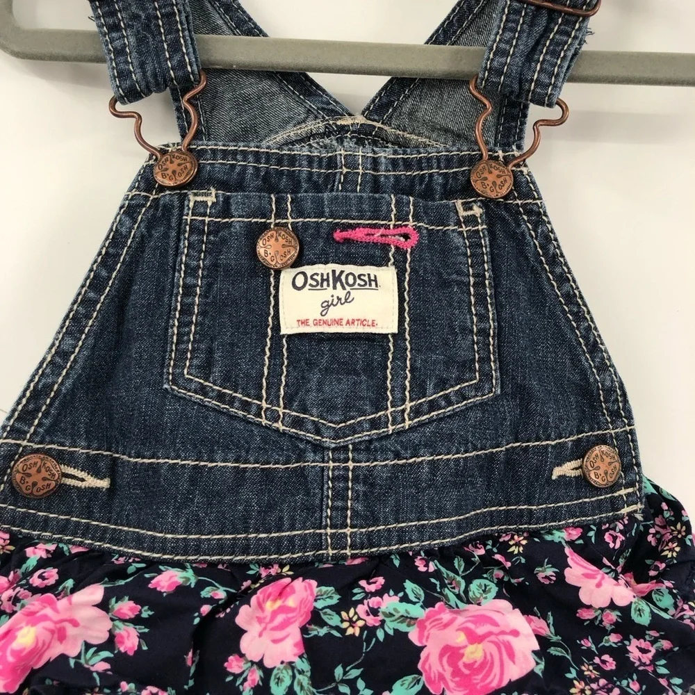 OSHKOSH B'GOSH Overall Dress Skirtall Jumper 18M Ruffle Tiered Eyelet Cotton